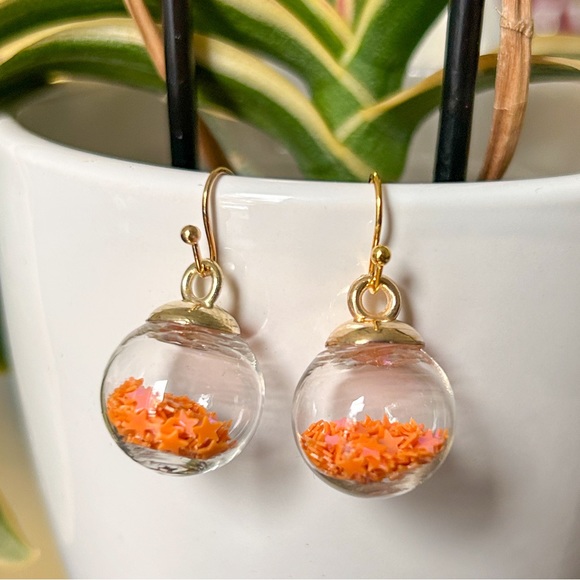 Orange Wishing Ball Earrings - Picture 1 of 6